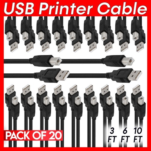 20x USB Printer Cable Type-A to B USB Cord Scanner External Hard Drive Camera