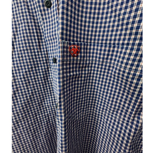 Ariat Pro Series XL Mens Button Down Shirt Blue Red Plaid Long Sleeve Casual - Picture 7 of 9