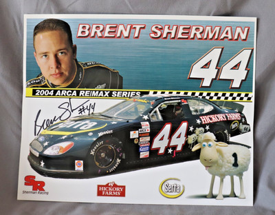 Brent Sherman Signed Poster Card Autograph Authentic Genuine 44 Arca ReMax Race