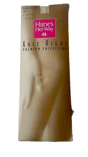 Hanes Her Way Vintage Knee Highs J55 Pearl One Size 2 Pair Premium Collection - 第 1/6 張圖片