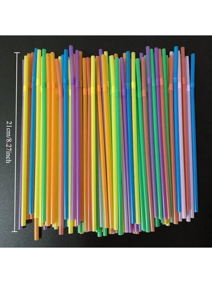 Juego de pajitas flexibles, multifuncionales y duraderas 100/200/300 piezas (adecuado Foto 2 de 4