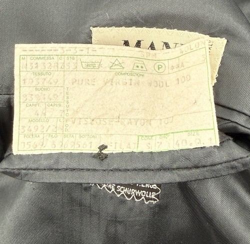 Vintage Armani Mani Herren Blau 40R 34X31 Zweireiher Wolle 2 Teiler Anzug - Bild 6 von 17