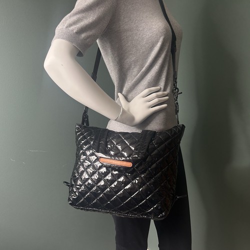 Unbranded Shiny Black Quilted Crossbody Satchel - Picture 9 of 10