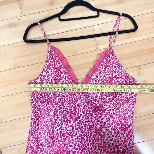 Vintage rosa Gepardenmuster Cami Tank Top Satin Damen Large Glam adrette Glitzer - Bild 5 von 6