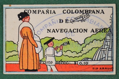 Colombia stamp COMPANIA COLOMBIANA air 1920 10c sg1 used forgery (Hc T4) - Picture 4 of 5