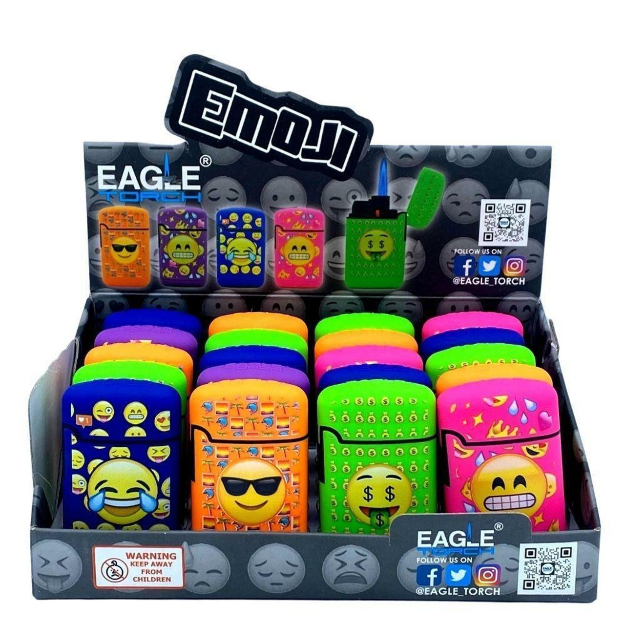 EAGLE TORCH EMOJI LIGHTER | Windproof | Butane Refillable | Mixed Colors | 2X