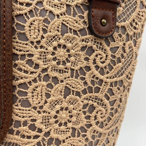 Justin Concealed Carry Tote Bag Brown Lace Overlay Western Cowgirl Satchel Purse - Picture 14 of 24