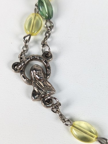 Rainbow Glass Beads Rosary INRI Virgin Mary Prayer Catholic Modern 23" Long - Picture 6 of 8