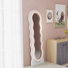 Full Length Mirror White Pink Velvet Frame 50x160cm Glass Full-Body Freestanding