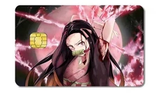 Anime Nezuko Credit Card Sticker Skin Precut Small Chip Debit Bank