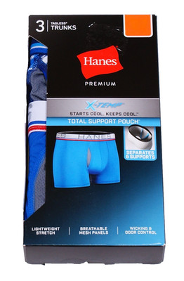 Hanes Men's L  36-38  X-Temp Tagless Trunk Underwear 3 in Package