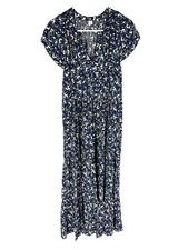 OLD NAVY A-Line Tiered Maxi Dress Medium Blue Floral Boho Peasant Ditzy Boho
