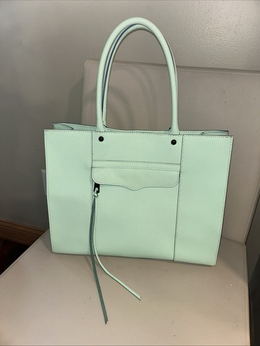 Rebecca Minkoff MAB Large mint green Leather Tote Shoulder Satchel HandBag