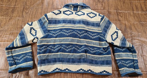 Vintage 90s Bolero Cropped Blanket Woven Jacket Boho Southwest Cotton Sz LG - Picture 8 of 8