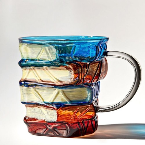 NUEVO Taza de café pintada alta borosilicato artificial pintada novedad libro taza taza taza - Imagen 4 de 24