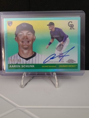 2025 Topps Chrome Platinum #CPA-AS Aaron Schunk RC Auto Aqua 141/150 Rockies