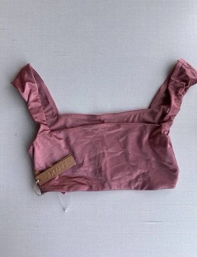 Skims Berry Stretch Satin Square Neck Bralette, Size XXS NWT