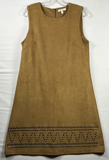 Spense Womens dress Faux Suede sleeveless Camel Studded Hem Hippy cowgirl 12