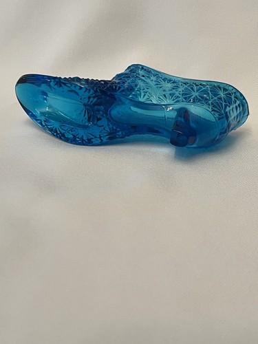 Fenton COLONIAL BLUE DAISY AND BUTTON Glass Slipper Shoe - Picture 7 of 9