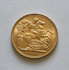 1908 Great Britain Gold Full Sovereign (.2354 oz) - King Edward - XF/AU