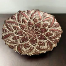 Artistic Accents Turkish Gilded Art Glass Bowl Centerpiece 13" Diameter