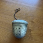 Vintage Aluminum Acorn Tea Ball Infuser with lid and chain 
