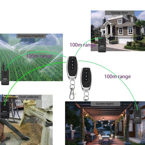 Long-Range 12V Mini Remote Control Switch Kit - 2 Remotes & 3 Receivers - Picture 9 of 9