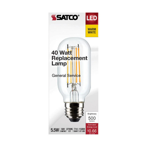 5.5 Watt T14 LED - Clear - Medium Base - 2700K - 500 Lumens - 120 Volt - 24-Pack - Picture 6 of 6