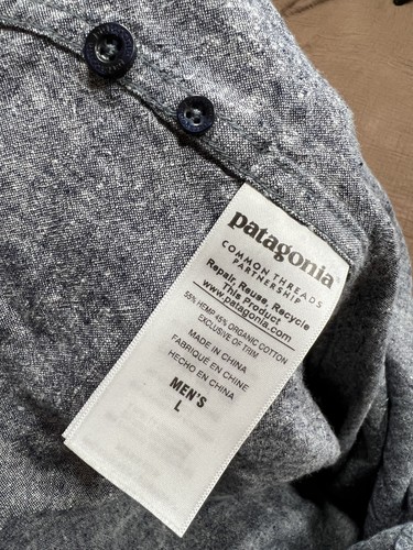 Patagonia Shirt Mens Large Common Threads Hemp Organic Cotton Button Up Pocket - Picture 8 of 9