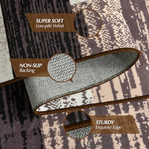 Large Area Rugs,Modern Geometric Patchwork Floor Decor for Bedroom Aesthetic - Picture 6 of 7