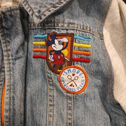 Disney Kids Jacket 4 Denim Hoodie S’more Adventures Please Mickey Explorers Club - Picture 2 of 12