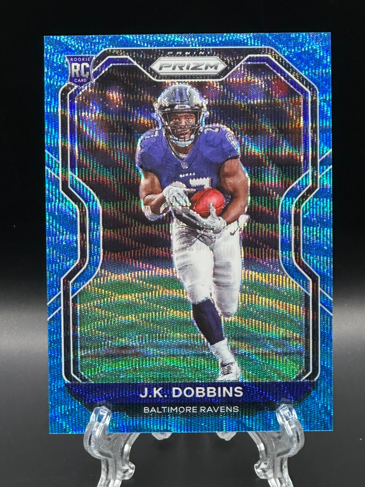 JK Dobbins 2020 Panini Prizm Rookie Blue Wave Prizm /199 RC #379