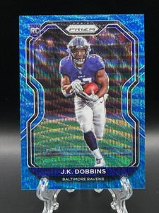 J.K. Dobbins 2020 Panini Prizm Rookie Blue Wave Prizm /199 RC #379