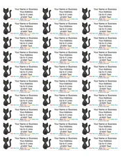 60 Personalized Black Cat Return Address Labels Halloween Kitten Custom Stickers