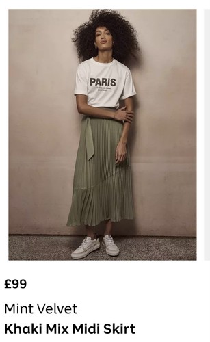 Mint Samt Gr. 14 Khaki Mix Midi Rock Gürtel Plissee Floaty Neu ohne Etikett L - Bild 7 von 12