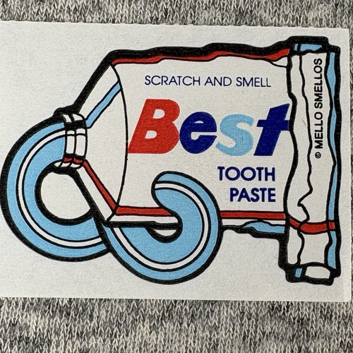 Pegatina Sniff Rasguños y Olores Mejor Pasta de Dientes Mello Smellos Años 80 - Imagen 1 de 4