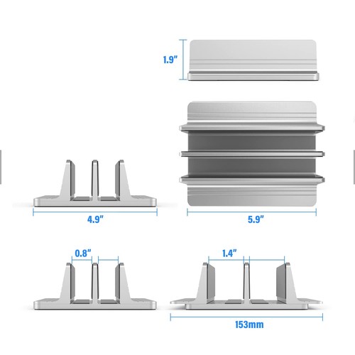 Double Slot Vertical Laptop Tablet Stand Mount Space saving Storage For Laptop C - Picture 5 of 5