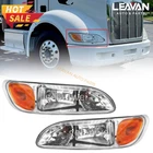 For 2008-2013 Peterbilt 325/384/386 Truck Chrome Headlights Headlamps Left+Right