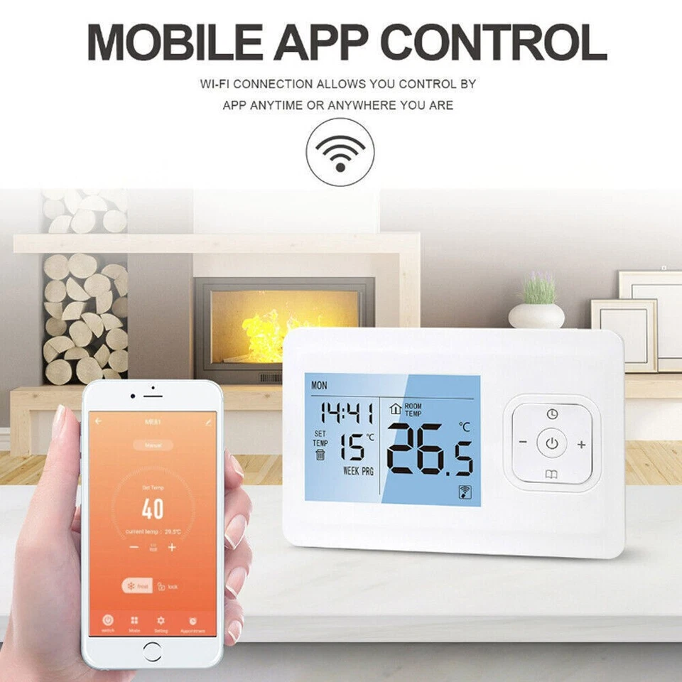 Tuya Wifi Programmable Smart Wireless Room Thermostat With RF Re-ceiver FSK-WIFI - Image 3 of 4