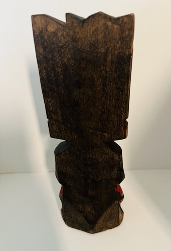 Totem Maya/Azteco in legno intagliato e dipinto a mano. Volto simile all'uomo 9" - Foto 8 di 14