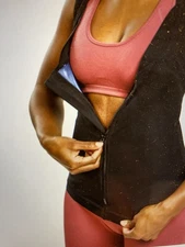 Sweat Shaper Women's ATHLETIC ZIP TANK  Black 2XL/3XL  WorkOut Sauna Vest 