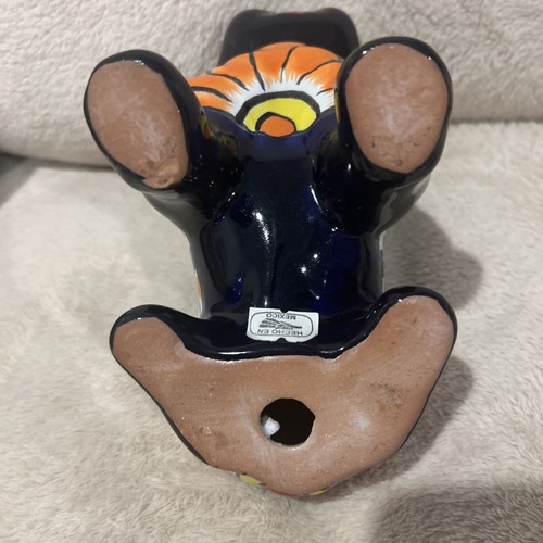 Talavera Pottery Sitting Bulldog Mexican Folk Art Hand Painted 8”x8”Blue - Picture 7 of 18