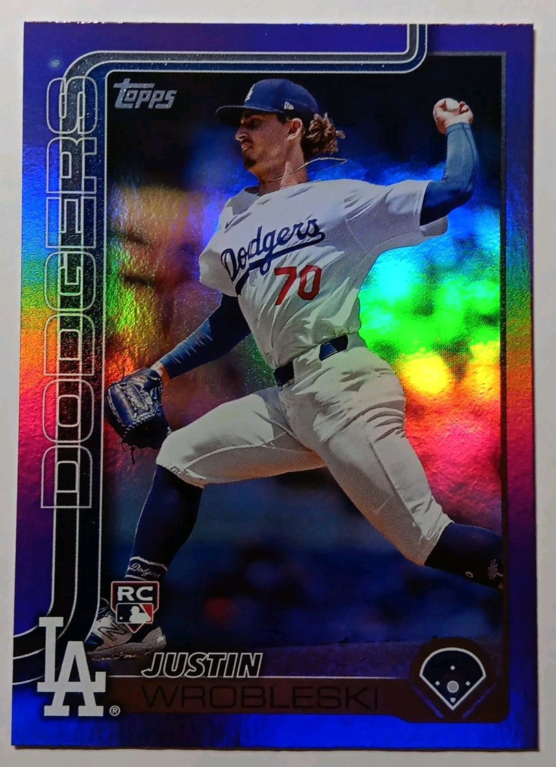 2025 Topps Series 1 Justin Wrobleski RC #204 Purple Foil #'d /250 Dodgers