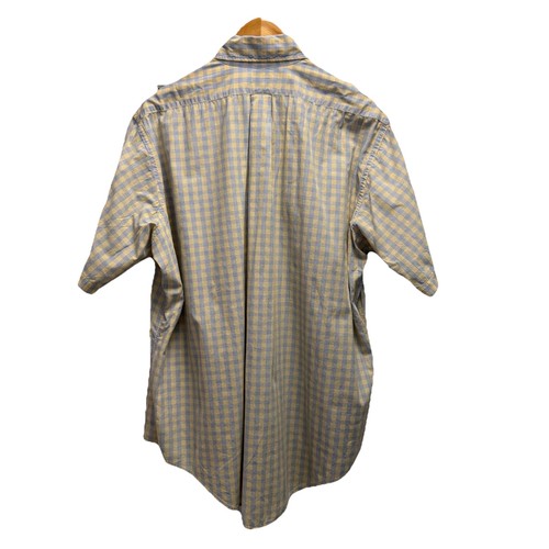 Mercer & Sons Men's Size 17 Blue/Yellow Plaid Button Down Cotton S/S Shirt USA - Picture 3 of 5