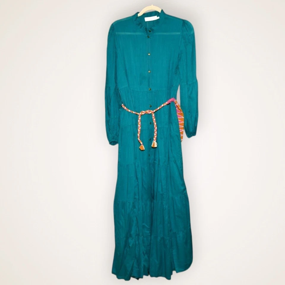 Vestido maxi ZIMMERMANN Fiesta de algodão com cinto em camadas/tamanho 3 varejo $750 - Imagem 4 de 4