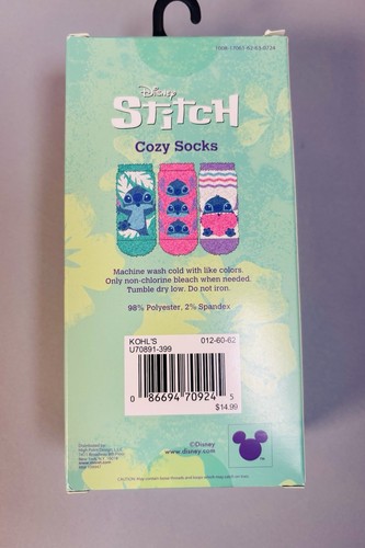Disney Stitch from Lilo & Stitch 3 Pair No Show Cozy Socks Size Kids 10-4 - Picture 2 of 2