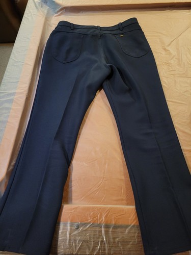 Mens Vintage Lee Polyester Boot Cut Jean Dark Blue 42x32 - Picture 2 of 3