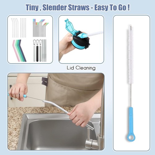 Bottle Cleaning Brush Set Long Handle Silicone Brushes Jug Thermos Flask Cleaner - Picture 5 of 9