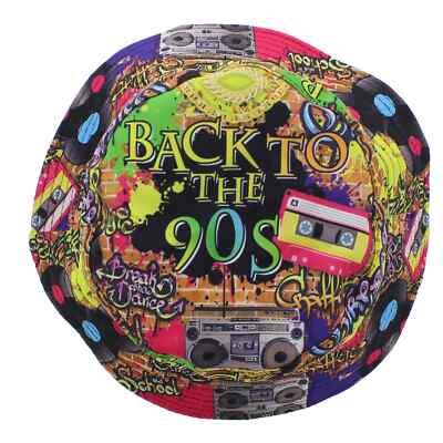 RAIVE ♥ Multi-color Bucket Hat/追跡付 BACK TO THE 90s Retro Multicoloured Graffiti, Cassettes