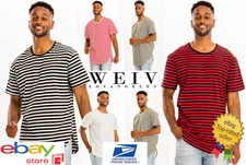 Men's Basic Casual Essential Cotton Striped Tshirt Oversized